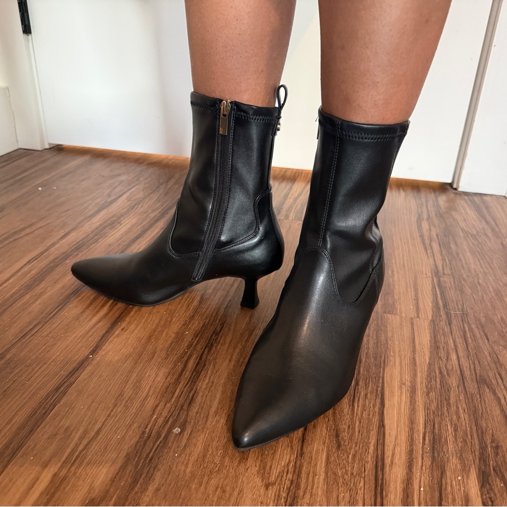 Jones New York Sonyah Black Ankle Boots, Mid-Calf, with Kitten Heel